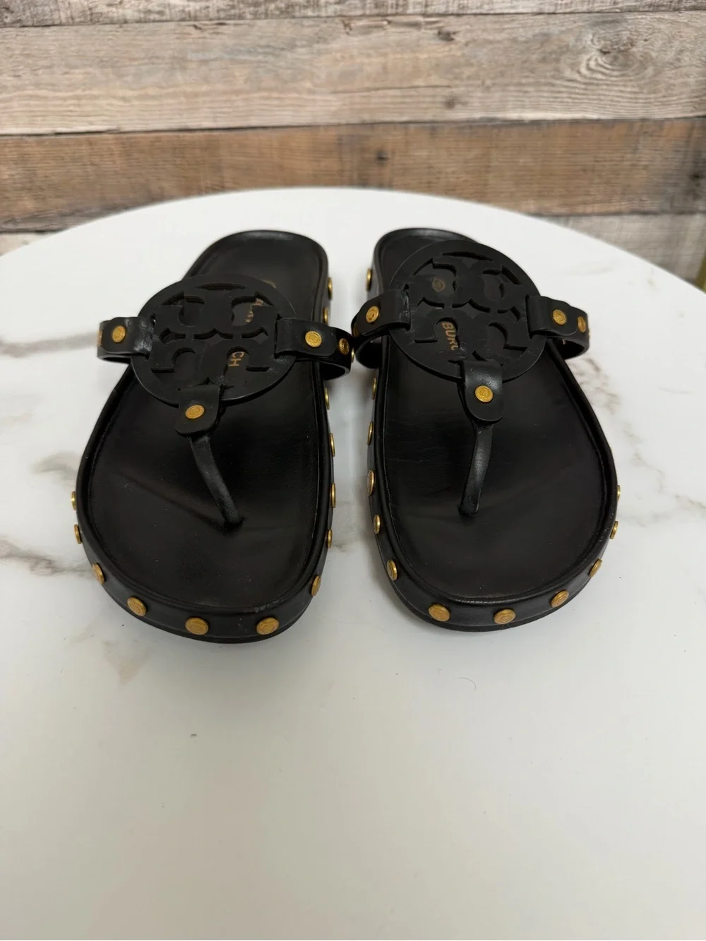 Tory Burch Black Leather Thong Sandals
